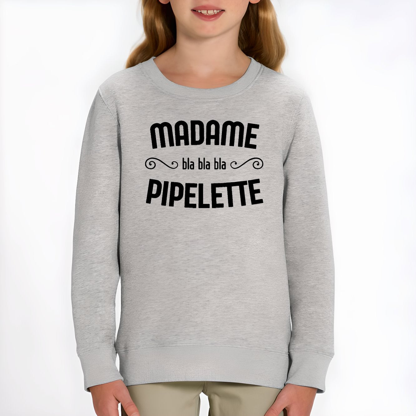 Sweat Enfant Madame pipelette Gris