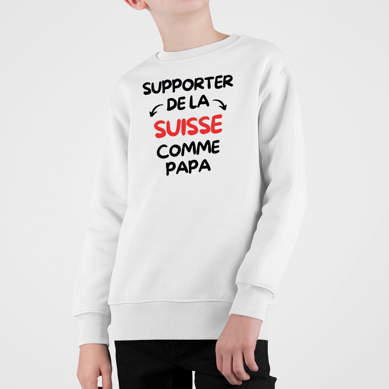 Sweat Enfant Supporter de la Suisse comme papa Blanc