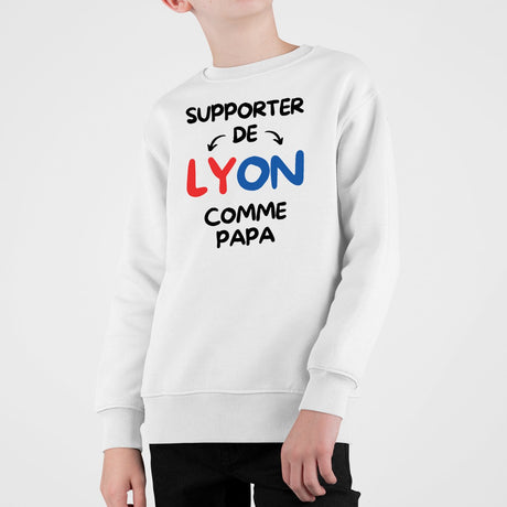 Sweat Enfant Supporter de Lyon comme papa Blanc