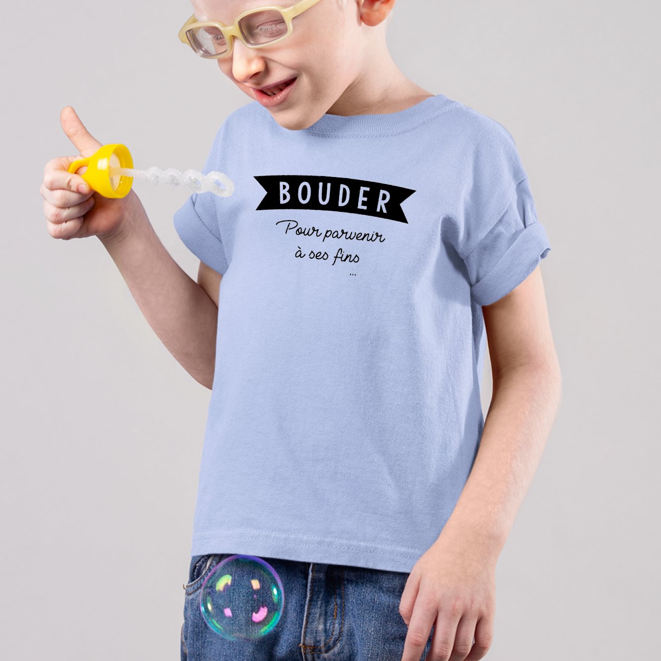 T-Shirt Enfant Bouder pour parvenir à ses fins Bleu