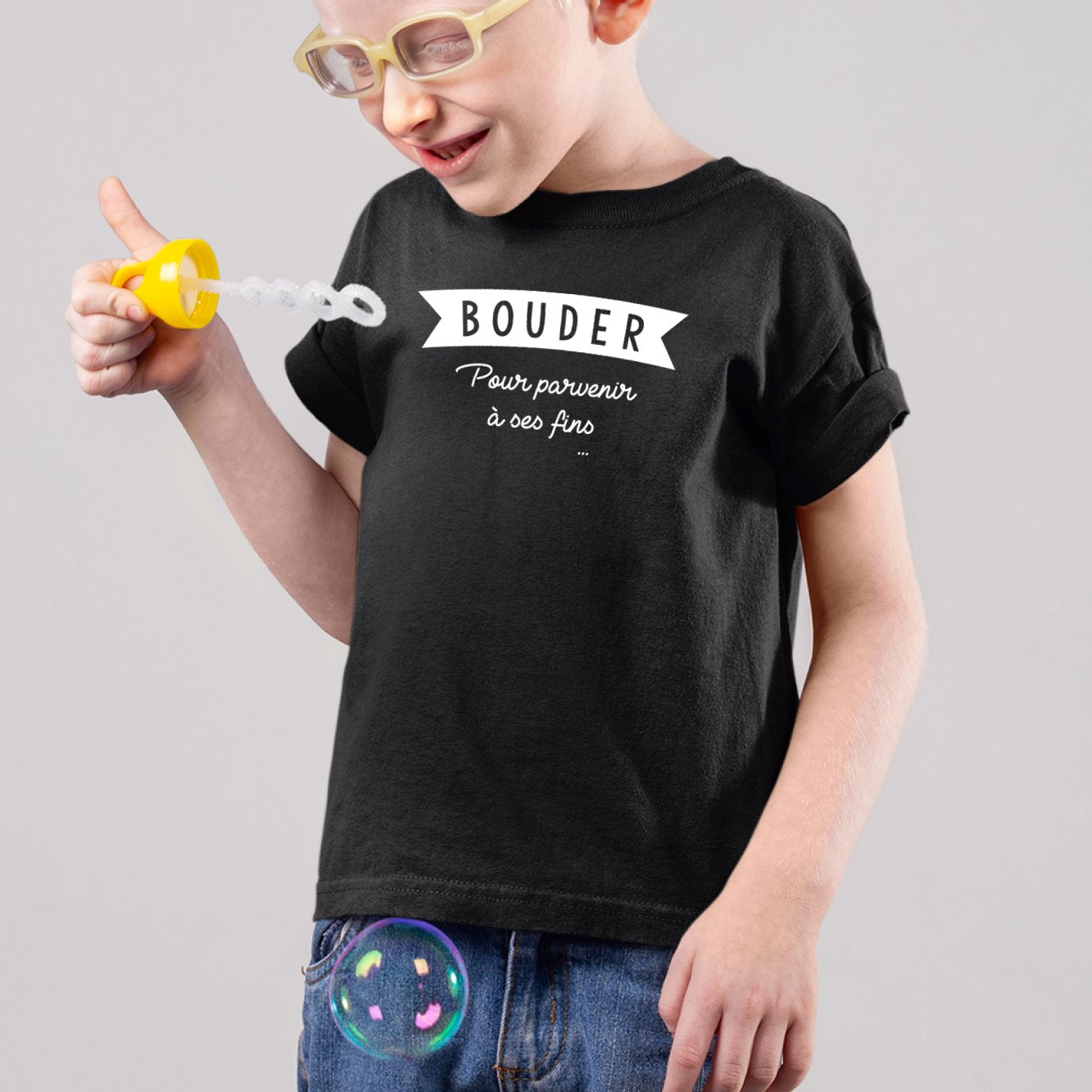 T-Shirt Enfant Bouder pour parvenir à ses fins Noir