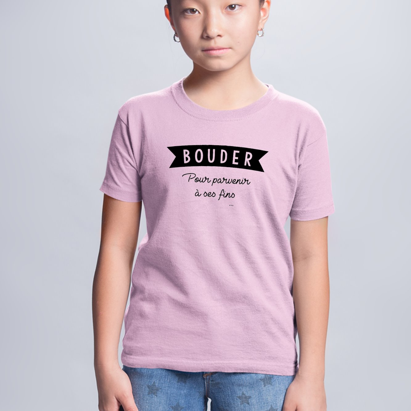 T-Shirt Enfant Bouder pour parvenir à ses fins Rose