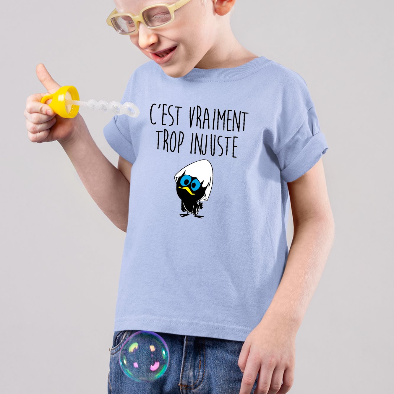 T-Shirt Enfant C'est vraiment trop injuste Bleu