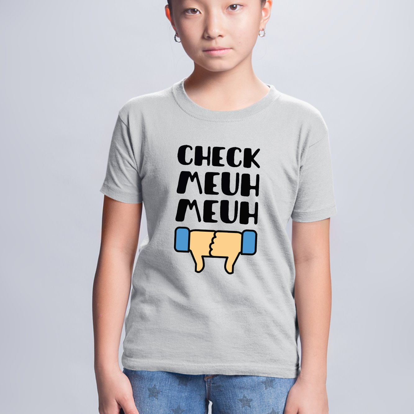 T-Shirt Enfant Check meuh meuh Gris