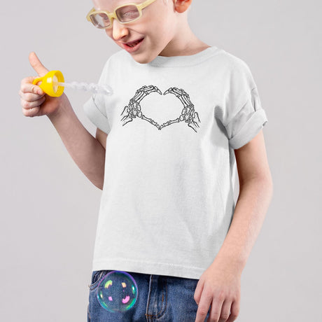 T-Shirt Enfant Coeur mains squelette Blanc