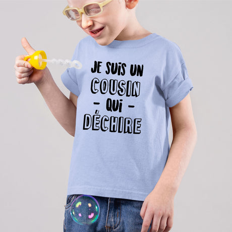 T-Shirt Enfant Cousin qui déchire Bleu