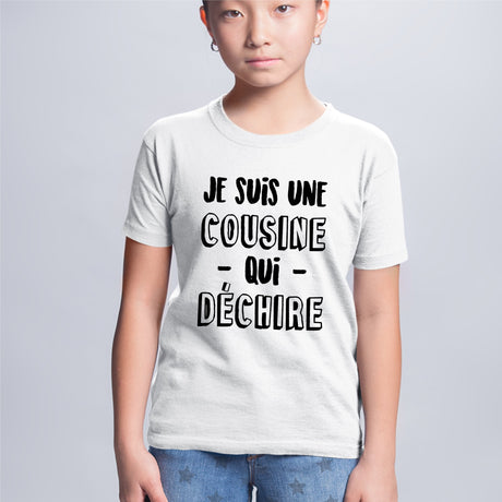 T-Shirt Enfant Cousine qui déchire Blanc