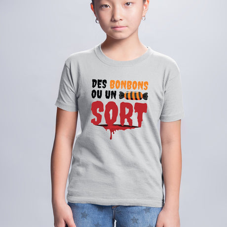 T-Shirt Enfant Des bonbons ou un sort Gris