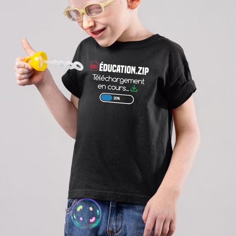 T-Shirt Enfant Éducation téléchargement en cours Noir