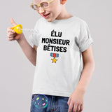 T-Shirt Enfant Élu monsieur bêtises Blanc
