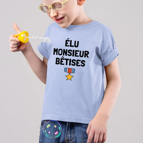 T-Shirt Enfant Élu monsieur bêtises Bleu