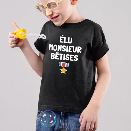 T-Shirt Enfant Élu monsieur bêtises Noir