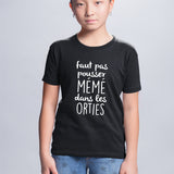 T-Shirt Enfant Faut pas pousser mémé Noir