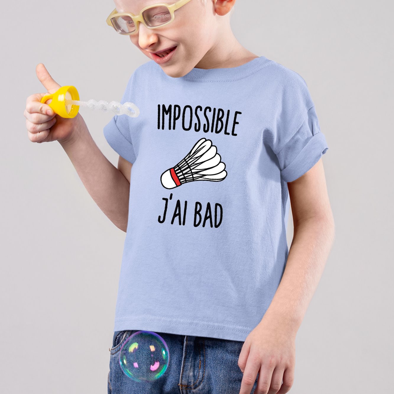 T-Shirt Enfant Impossible j'ai bad Bleu