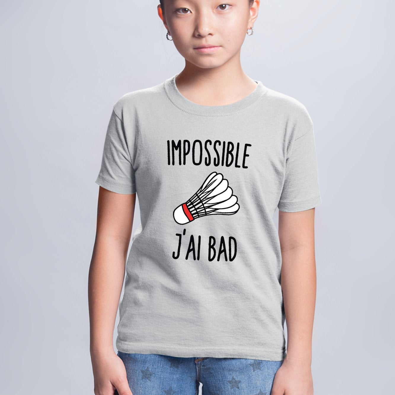 T-Shirt Enfant Impossible j'ai bad Gris