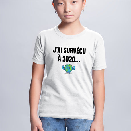 T-Shirt Enfant J'ai survécu à 2020 Blanc