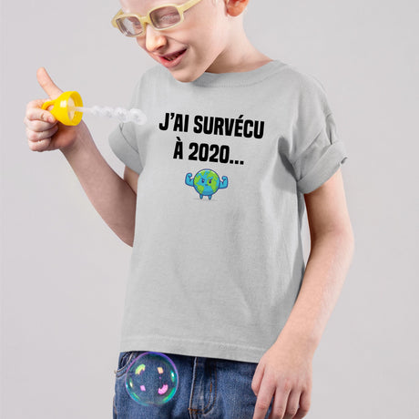 T-Shirt Enfant J'ai survécu à 2020 Gris