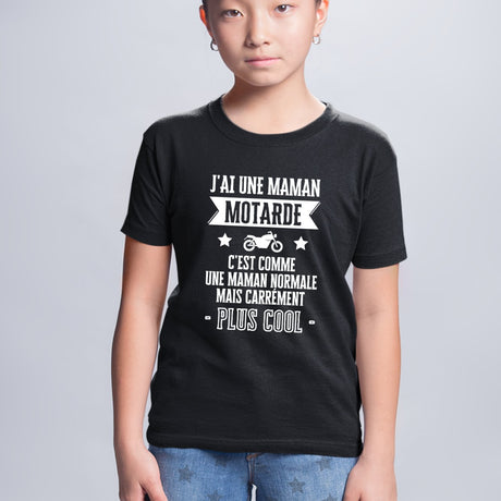 T-Shirt Enfant J'ai une maman motarde Noir