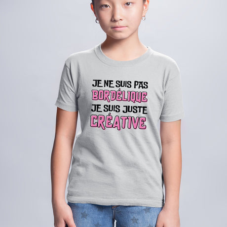 T-Shirt Enfant Je ne suis pas bordélique je suis créative Gris