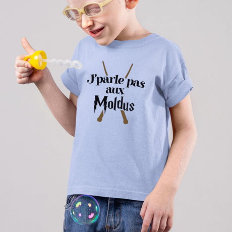T-Shirt Enfant J'parle pas aux Moldus Bleu