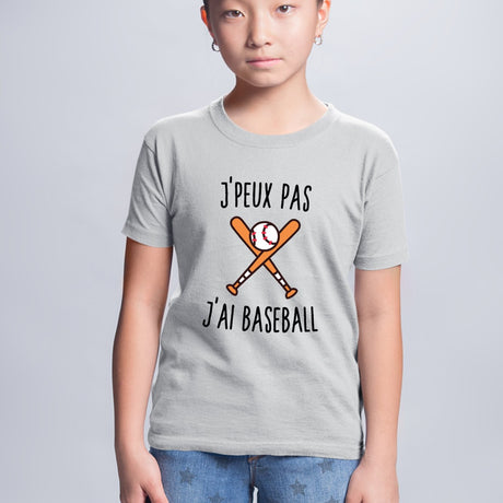 T-Shirt Enfant J'peux pas j'ai baseball Gris
