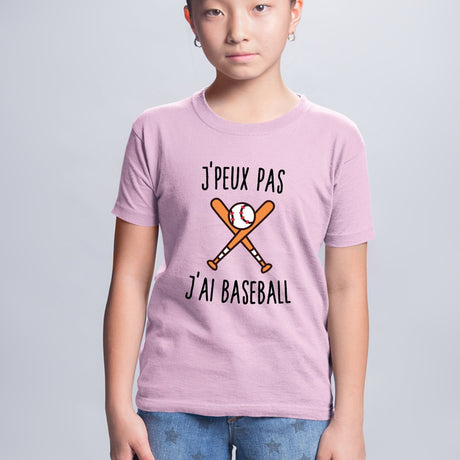T-Shirt Enfant J'peux pas j'ai baseball Rose