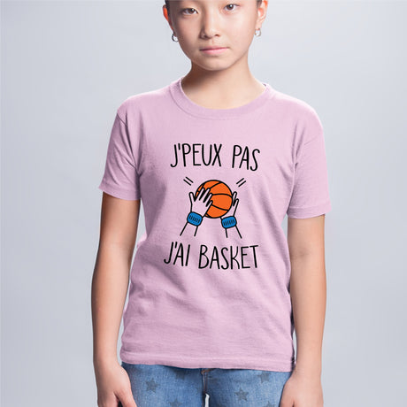 T-Shirt Enfant J'peux pas j'ai basket Rose