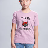 T-Shirt Enfant J'peux pas j'ai batterie Rose