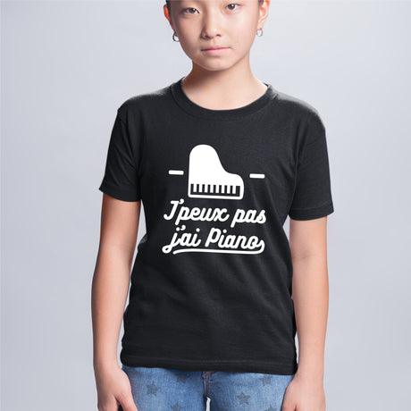 T-Shirt Enfant J'peux pas j'ai piano Noir