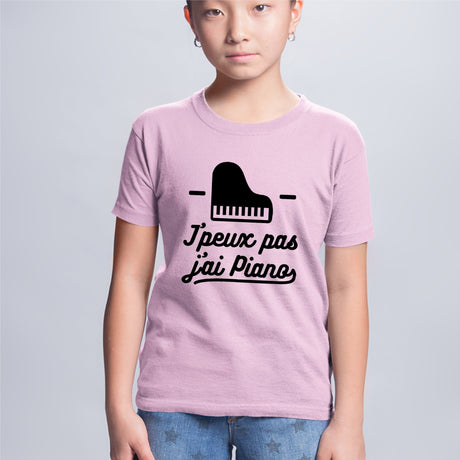 T-Shirt Enfant J'peux pas j'ai piano Rose