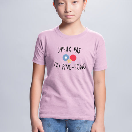 T-Shirt Enfant J'peux pas j'ai ping-pong Rose