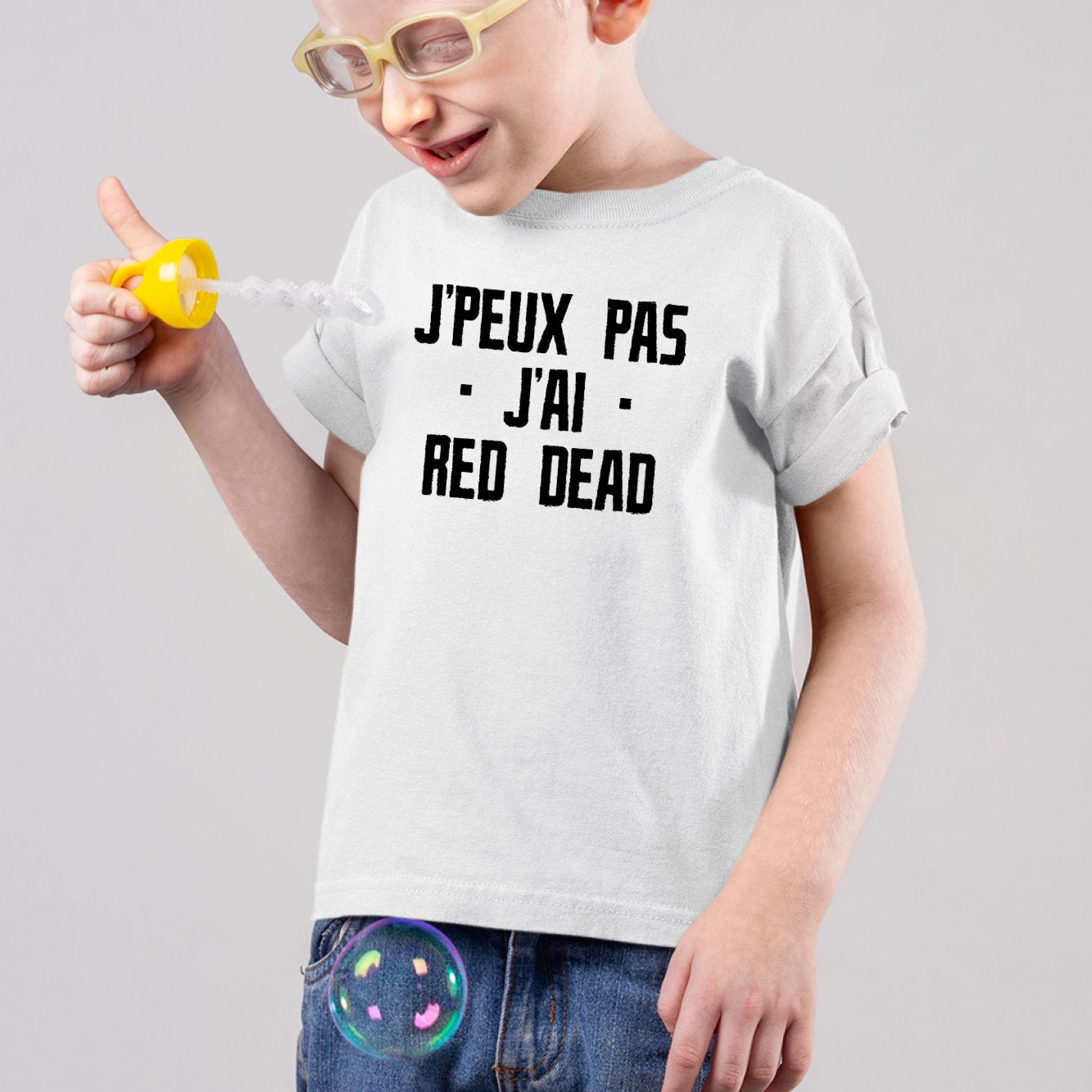 T-Shirt Enfant J'peux pas j'ai red dead Blanc