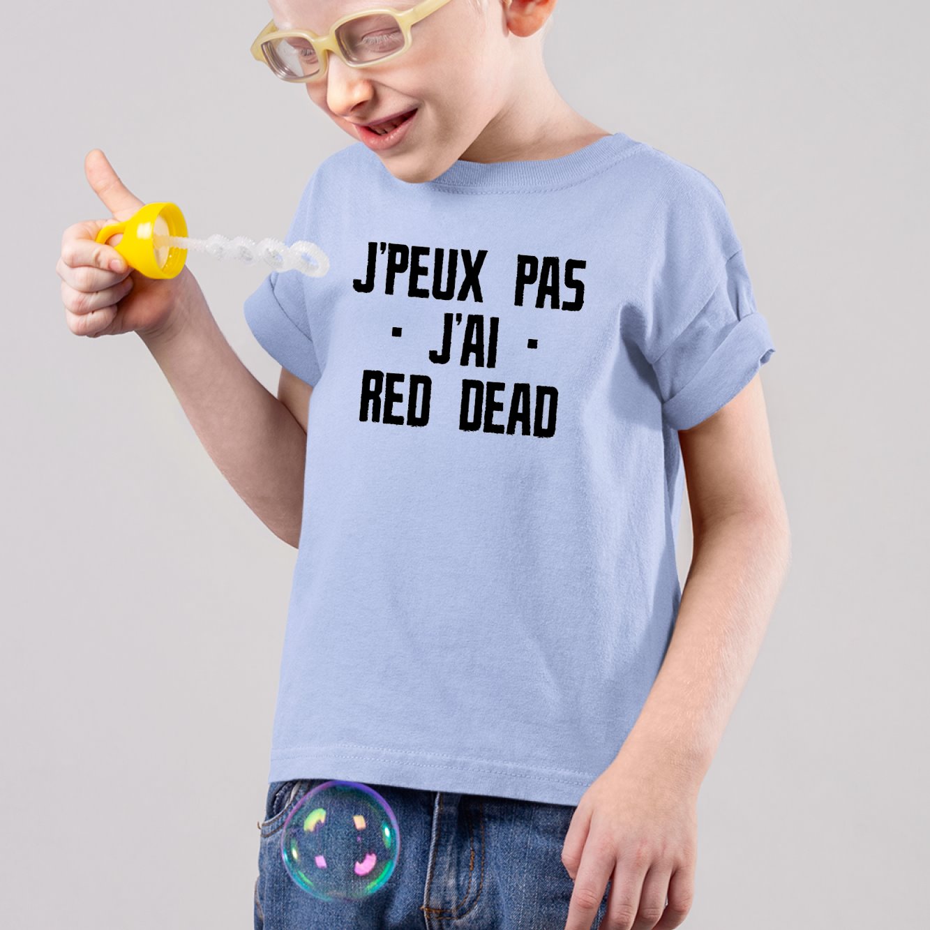 T-Shirt Enfant J'peux pas j'ai red dead Bleu