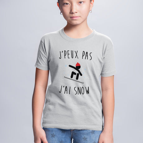 T-Shirt Enfant J'peux pas j'ai snow Gris