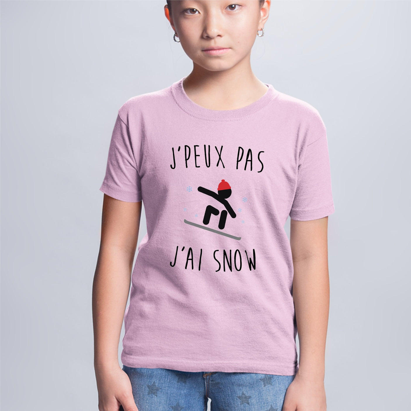 T-Shirt Enfant J'peux pas j'ai snow Rose