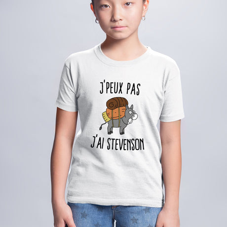 T-Shirt Enfant J'peux pas j'ai Stevenson Blanc
