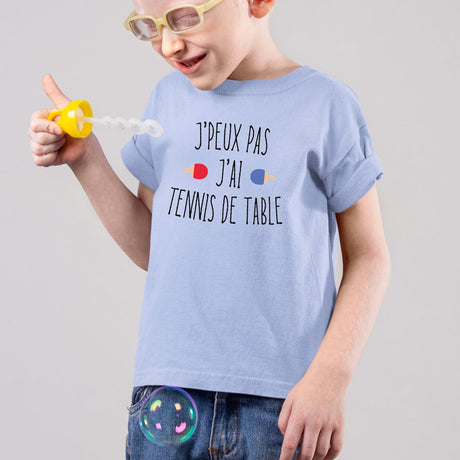 T-Shirt Enfant J'peux pas j'ai tennis de table Bleu