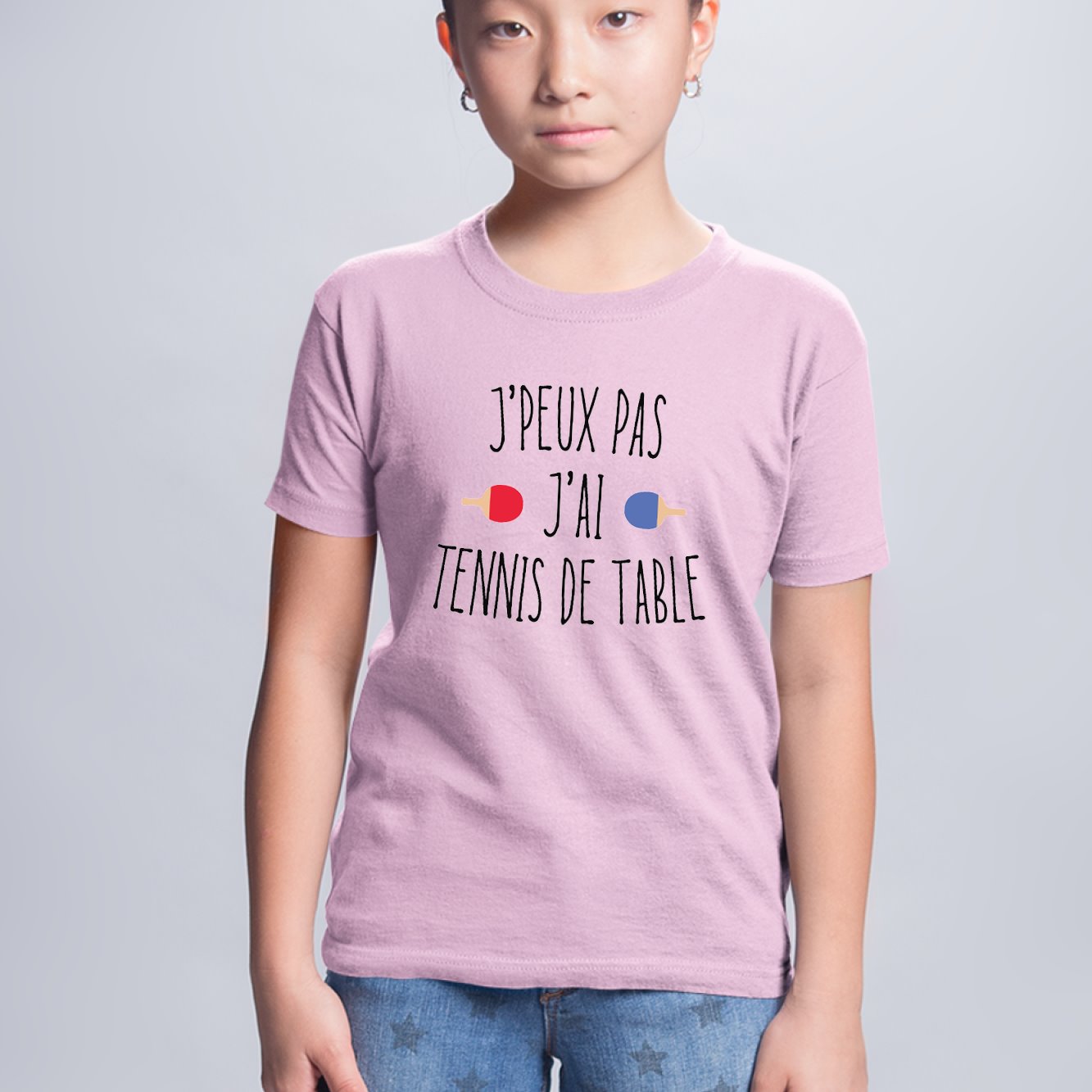 T-Shirt Enfant J'peux pas j'ai tennis de table Rose