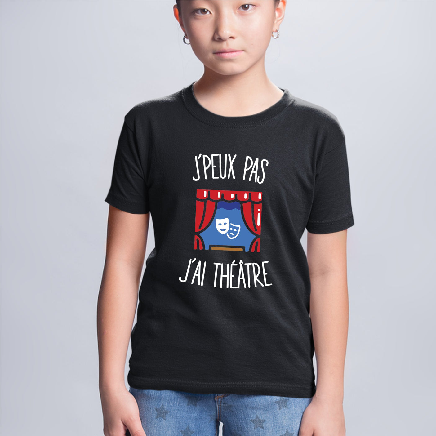 T-Shirt Enfant J'peux pas j'ai théâtre Noir