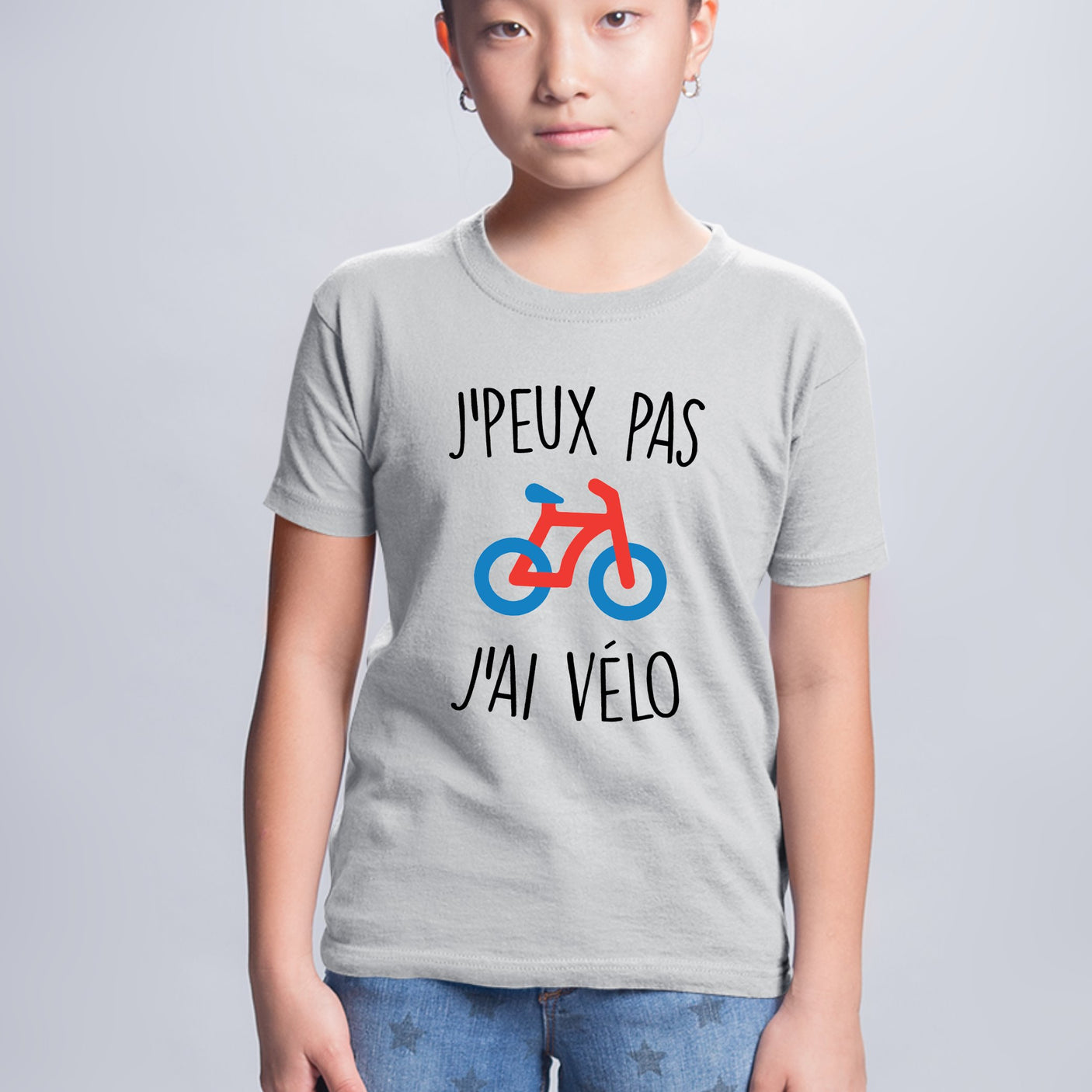 T-Shirt Enfant J'peux pas j'ai vélo Gris