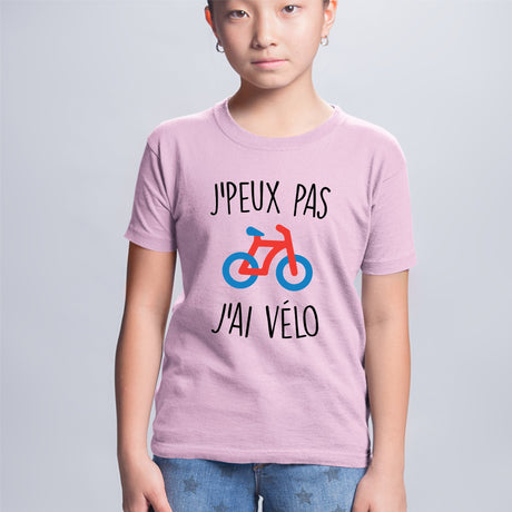 T-Shirt Enfant J'peux pas j'ai vélo Rose