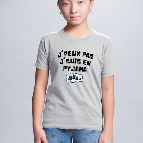 T-Shirt Enfant J'peux pas j'suis en pyjama Gris