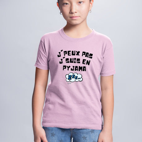 T-Shirt Enfant J'peux pas j'suis en pyjama Rose