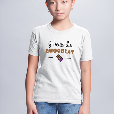 T-Shirt Enfant J'veux du chocolat Blanc