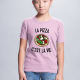 T-Shirt Enfant La pizza c'est la vie Rose
