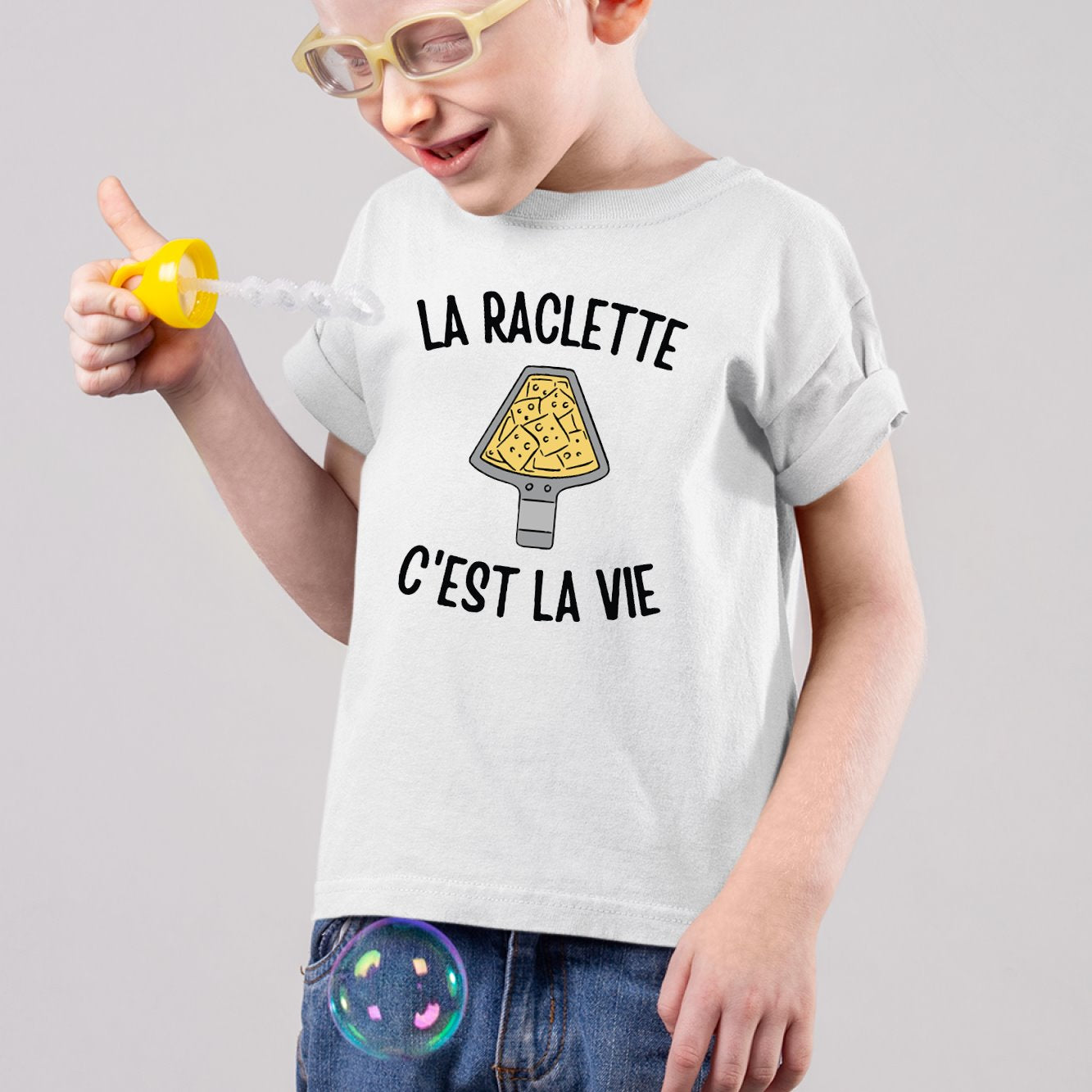 T-Shirt Enfant La raclette c'est la vie Blanc