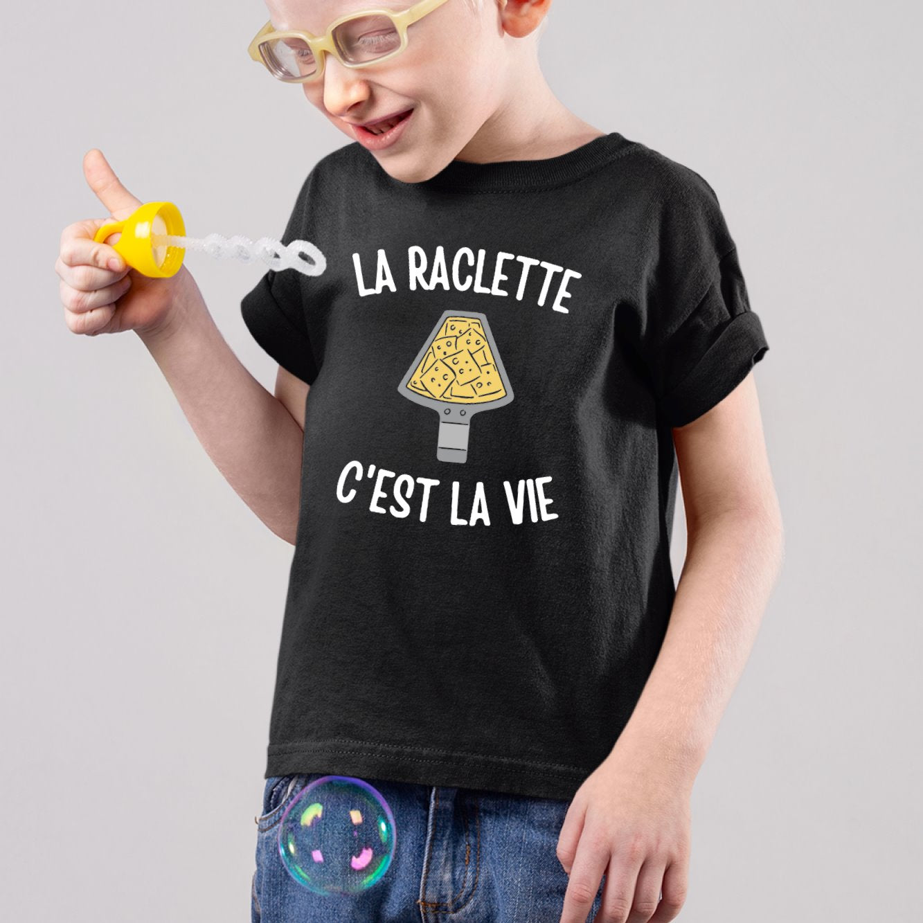 T-Shirt Enfant La raclette c'est la vie Noir