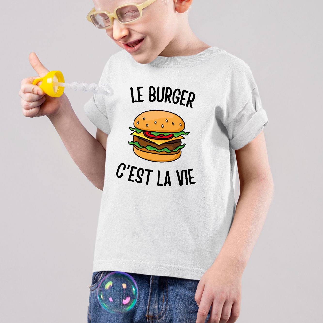 T-Shirt Enfant Le burger c'est la vie Blanc