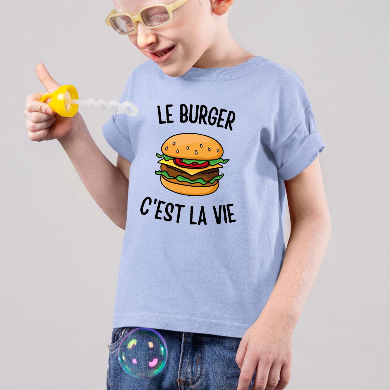 T-Shirt Enfant Le burger c'est la vie Bleu
