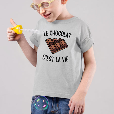 T-Shirt Enfant Le chocolat c'est la vie Gris